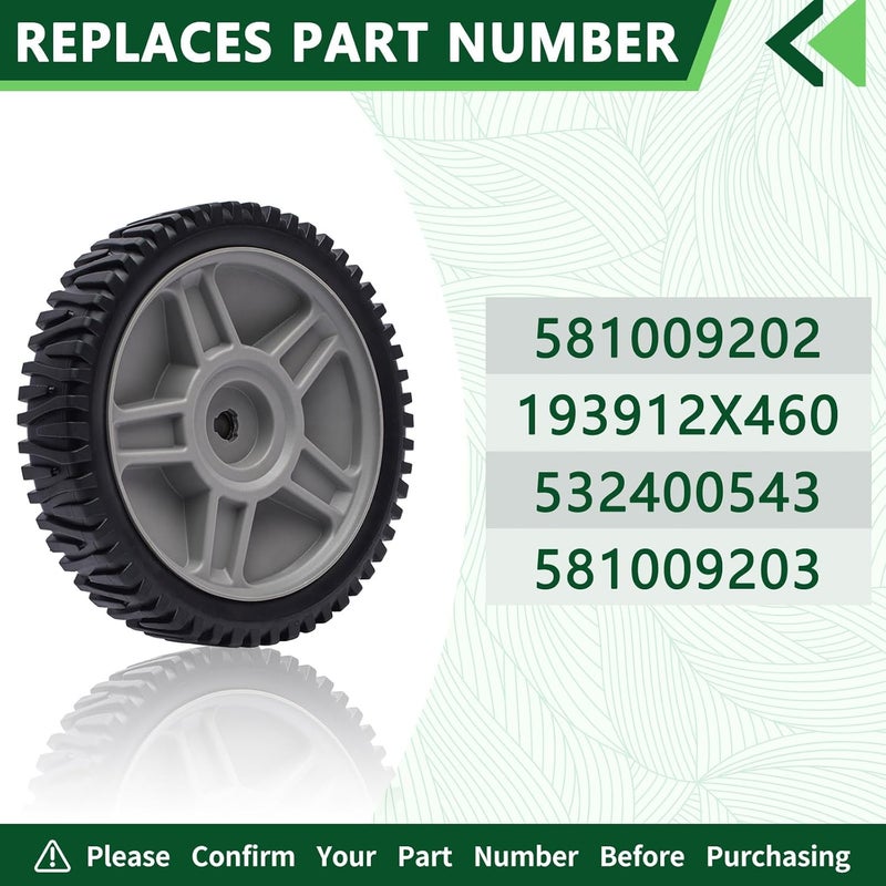 TENGMUJX 193912X460 Lawn Mower Wheels Fit for Husqvarna Craftsman Poulan Push Mower Front Drive Wheels Mower Replaces 193912X460 532400543 581009202 581009203 8" x 1-3/4"(2 Pack) - Image 4