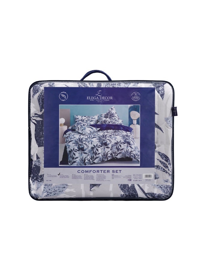 إيليغا ديكور طقم ملاءات سرير مُجهزة من أربع قطع | ألياف دقيقة ناعمة، مقاومة للانكماش والبهتان، لطيفة على البشرة | يشمل ملاءة لحاف مُجهزة وكيسا وسادة | مقاس كينج ٢٤٠ × ٢٦٠ سم | مطبوعات متنوعة - Image 2