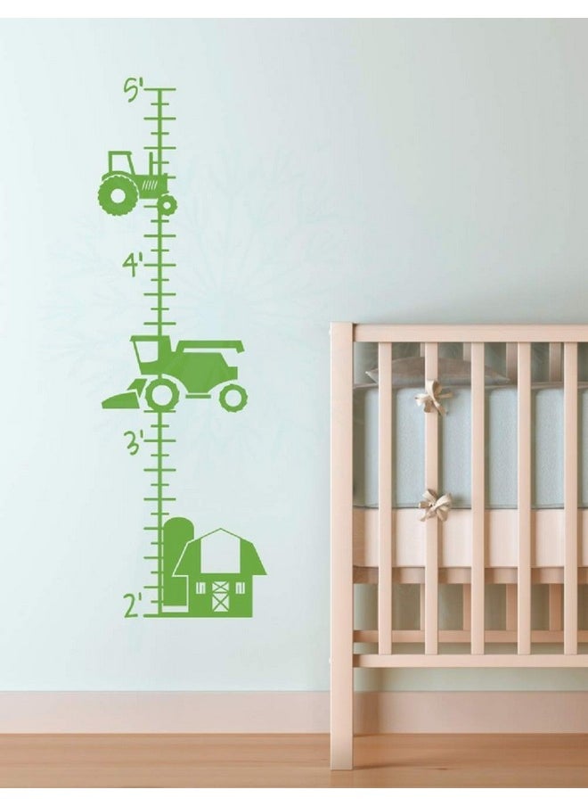 Wall Decor Plus More - Farm Tractor Growth Chart Vinyl Height Ruler Boy Bedroom Décor Wall Decals Lime Green - Image 1