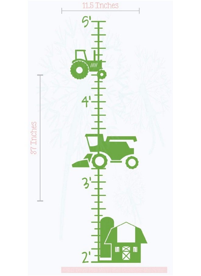 Wall Decor Plus More - Farm Tractor Growth Chart Vinyl Height Ruler Boy Bedroom Décor Wall Decals Lime Green - Image 1