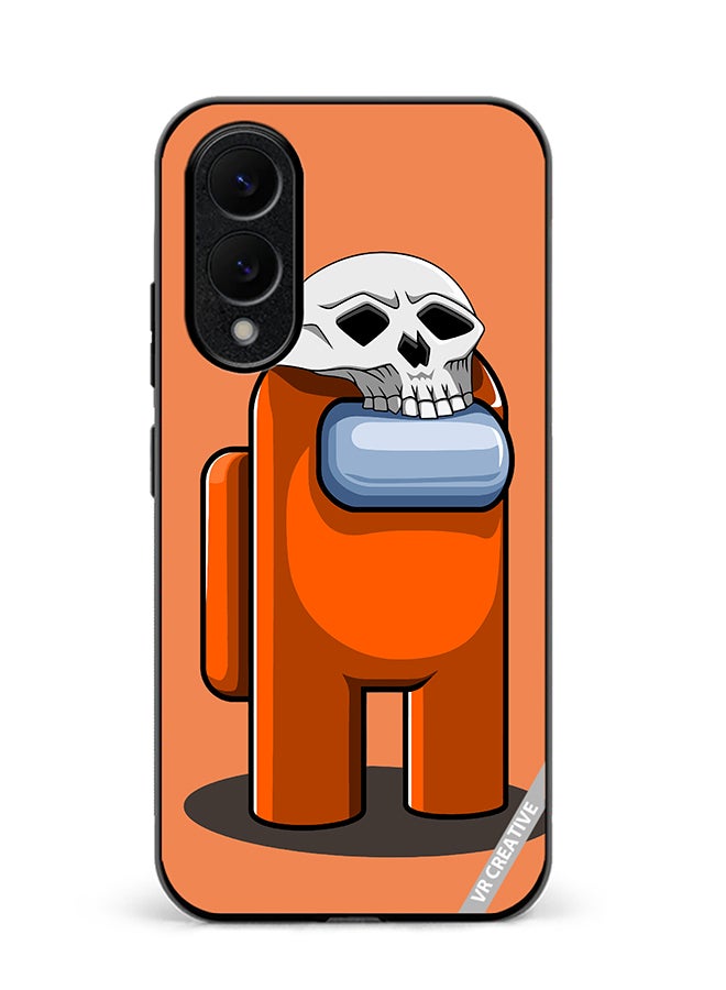 VR CREATIVE Protective Case Cover For Samsung Galaxy S25 Edge Orange Game Among Us In Halloween Design Multicolour