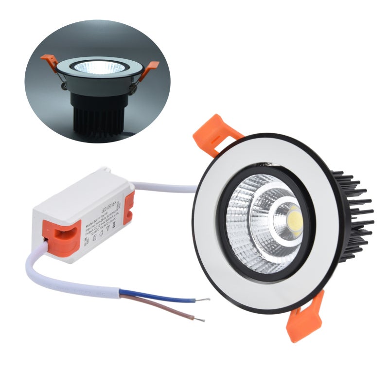 مصباح سقفي LED COB بقطر 2.95 بوصة ومغلف من الألومنيوم المصبوب - مصباح سقفي قابل للتعديل خالٍ من التوهج للغرفة النوم والمطبخ وقاعة المعيشة - Image 1