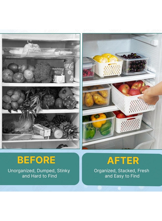 ABOUT SPACE Pp Plastic 4 Pcs Fridge Storage Boxes with Removable Strainer Air Tight Large Fruit Containers Organizer Meat, Fish Container (4150 Ml, 2850 Ml, 1600 Ml & 750 Ml), Transparent - Image 3