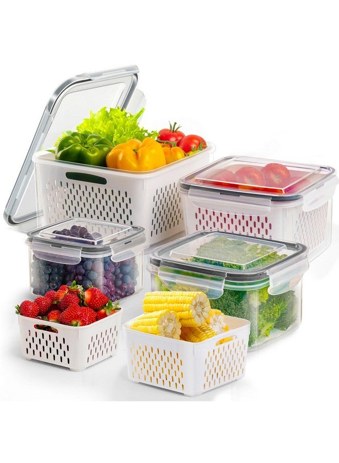 ABOUT SPACE Pp Plastic 4 Pcs Fridge Storage Boxes with Removable Strainer Air Tight Large Fruit Containers Organizer Meat, Fish Container (4150 Ml, 2850 Ml, 1600 Ml & 750 Ml), Transparent - Image 1