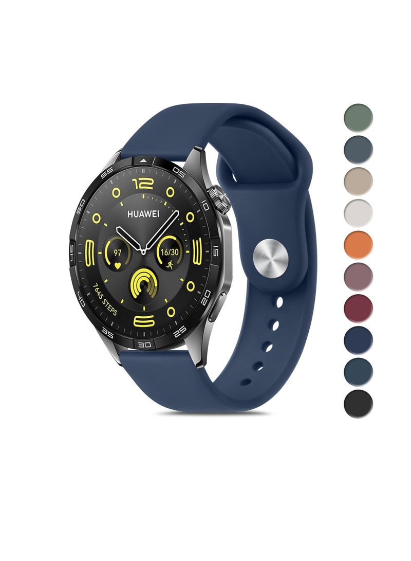 حزام من السيليكون 22 مم لساعة سامسونج جالاكسي 3 45 مم / ساعة 46 مم / ساعة Gear S3 / ساعة هواوي GT2E / GT (42 مم) / GT2 Pro / GT2 46 مم / honor Magic Watch2 48 مم / Amazfit GTR 48 مم / GTR 2 / 2e (كحلي - Image 1