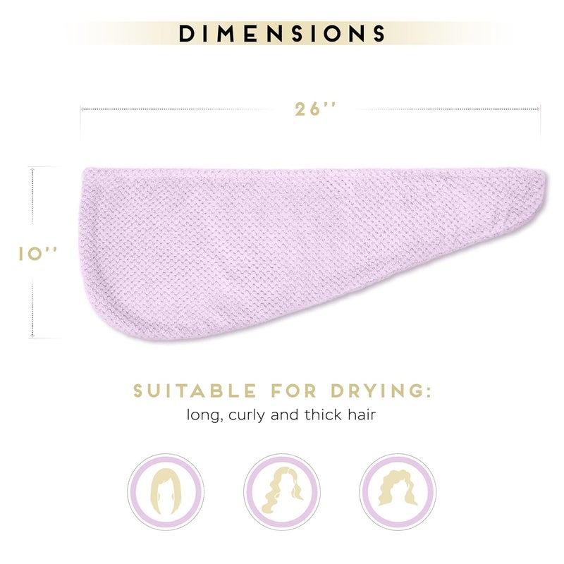 SimpleField 2 Pack Microfiber Hair Towel Wrap for Women, Anti Frizz Quick Drying Hair Turban for All Hair Style, Absorbent and Lightweight (Light Purple) - Image 5