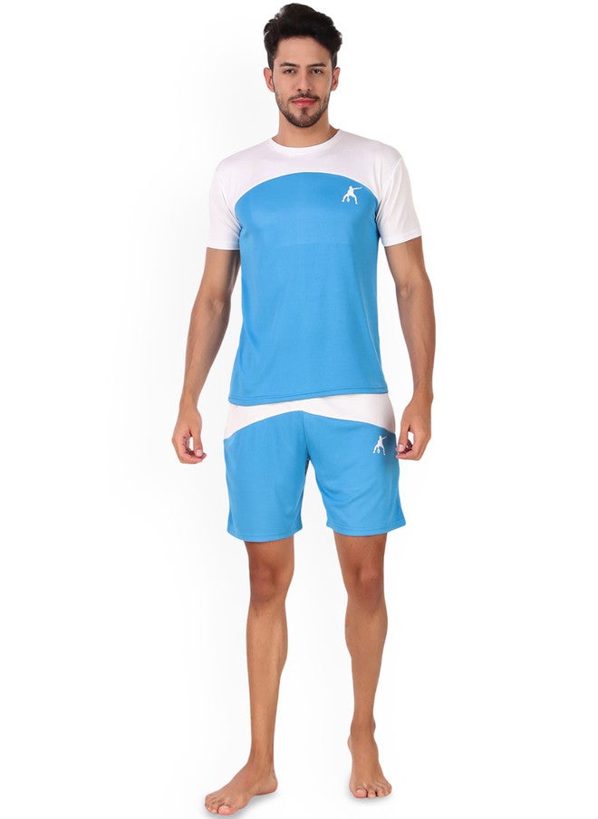 PREEN Blue Round Neck T-Shirt and Shorts Co-Ords - Image 5