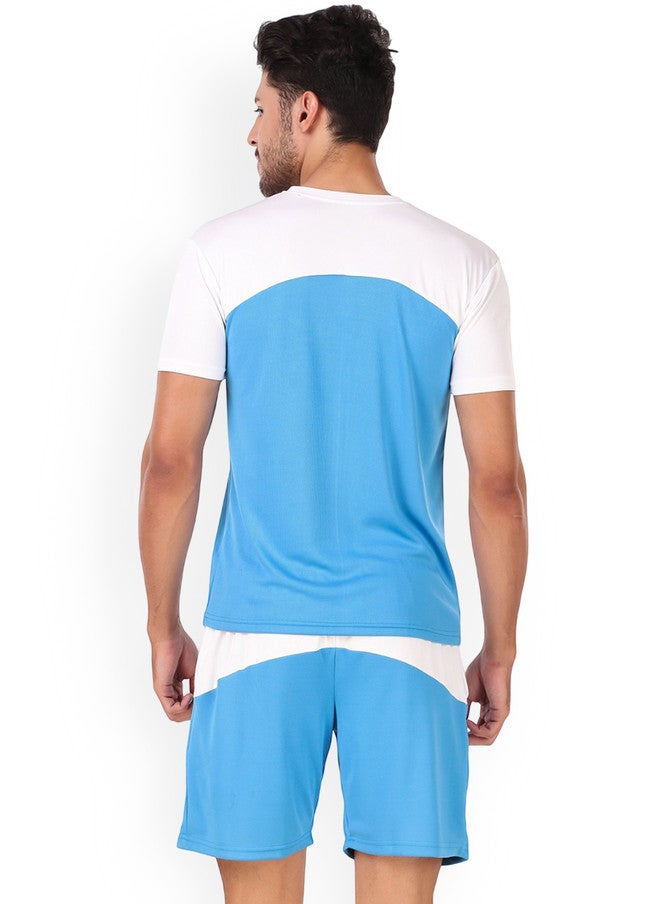 PREEN Blue Round Neck T-Shirt and Shorts Co-Ords - Image 4