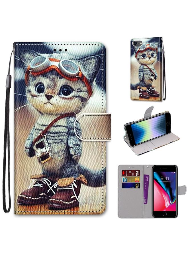 S-TOP Case For iPhone SE 2022 / SE 2020 / 8 / 7 Coloured Drawing Cross Texture Horizontal Flip PU Leather Case with Holder & Card Slots & Wallet & Lanyard - Image 1