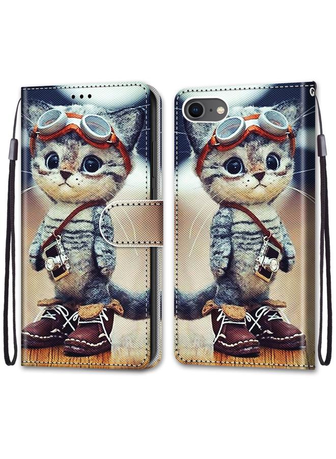 S-TOP Case For iPhone SE 2022 / SE 2020 / 8 / 7 Coloured Drawing Cross Texture Horizontal Flip PU Leather Case with Holder & Card Slots & Wallet & Lanyard - Image 2