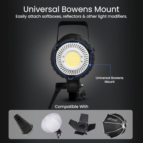 HIFFIN (COB-150P) 150W Bi Color Continuous LED Light with 18CM Reflector & Infrared Remote, AC Power, 3200K-5600K Color Temperature Control, 13800lx @1m, Ideal for Photography and Videography - Image 2