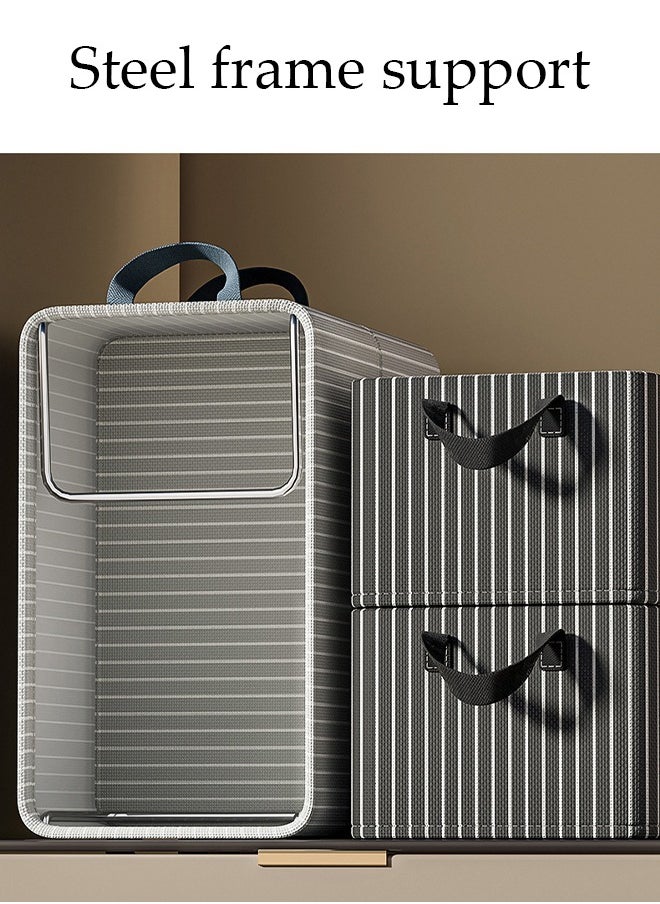 DUNISO 3PCS Wardrobe Clothes Organizer with Portable Handle Steel Frame Support Large Capacity Closet Storage Organizer for Clothes Jeans Washable Closet Storage Boxes Storage Bin for Home Office  - Image 1