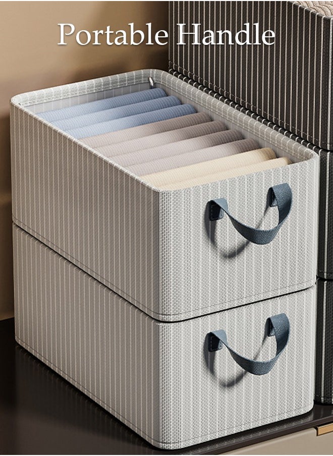 DUNISO 3PCS Wardrobe Clothes Organizer with Portable Handle Steel Frame Support Large Capacity Closet Storage Organizer for Clothes Jeans Washable Closet Storage Boxes Storage Bin for Home Office  - Image 5