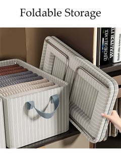 DUNISO 3PCS Wardrobe Clothes Organizer with Portable Handle Steel Frame Support Large Capacity Closet Storage Organizer for Clothes Jeans Washable Closet Storage Boxes Storage Bin for Home Office  - Image 4