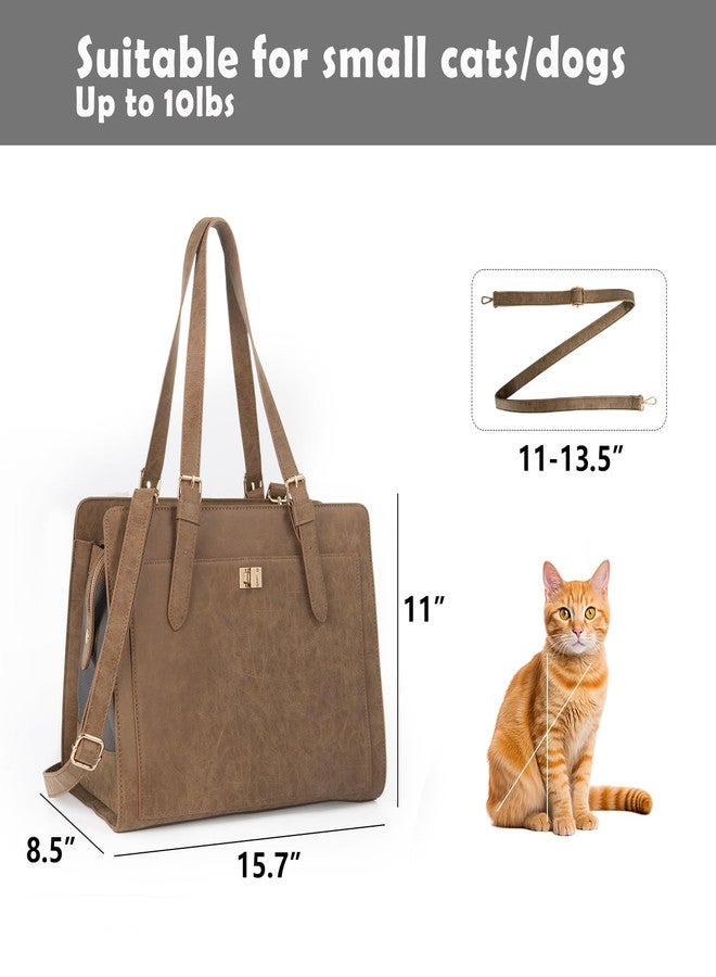 Minsong Stylish Pet Carrier Purse Leather Bag for Small Dogs Cats Puppy,Airline Approved Soft-Sided Carriers (Vintage Brown) - Image 4