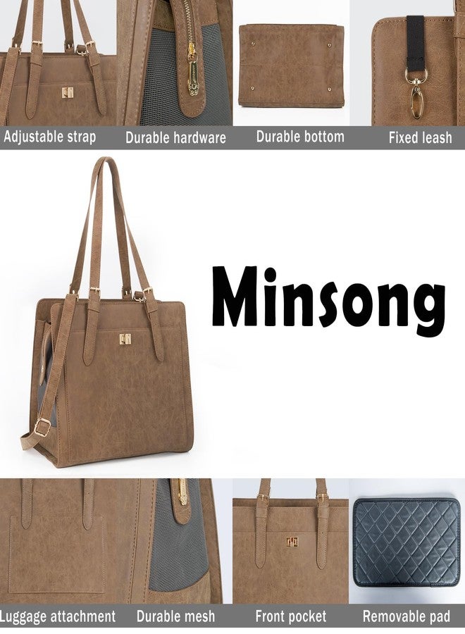 Minsong Stylish Pet Carrier Purse Leather Bag for Small Dogs Cats Puppy,Airline Approved Soft-Sided Carriers (Vintage Brown) - Image 5