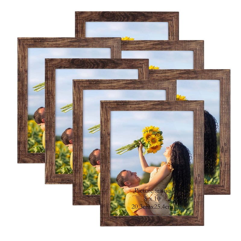 PETAFLOP 8x10 Picture Frame Set of 7  Rustic Frames Display 8 by 10 Inch Photo for Wall or Tabletop - Image 1