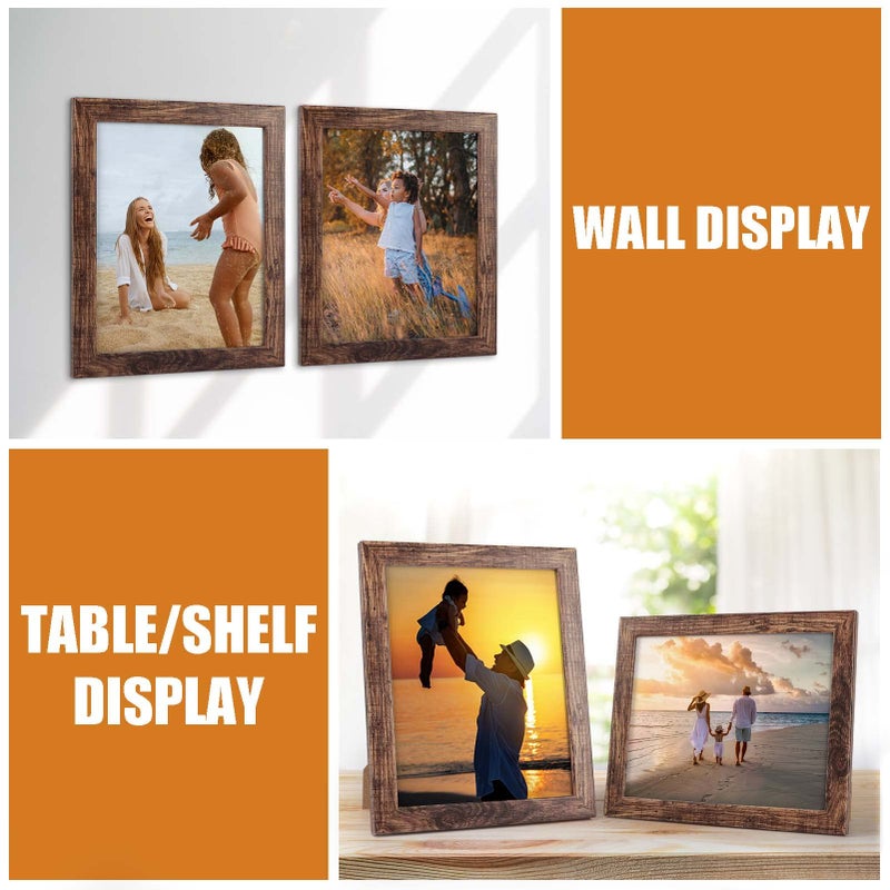 PETAFLOP 8x10 Picture Frame Set of 7  Rustic Frames Display 8 by 10 Inch Photo for Wall or Tabletop - Image 2