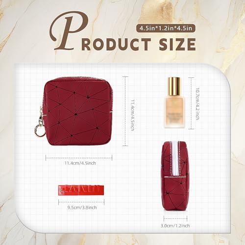 Playexen 2 PCS Mini Makeup Bag for Purse, 4.5" Small Cosmetic Bag Set for Women Girls, Small Travel Makeup Pouch for Purse (Black+Pink) - Image 2