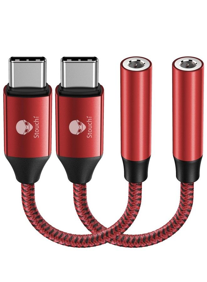 Stouchi محول USB C إلى 3.5 مم أنثوي 2 حزمة كابل صوت سماعة رأس نوع C دنجلي HiFi لجهاز سامسونج جالاكسي S22 S21 ألترا Z فليب نوت 20 آيباد ميني 6 بكسل 7 6A 6 أحمر - Image 1