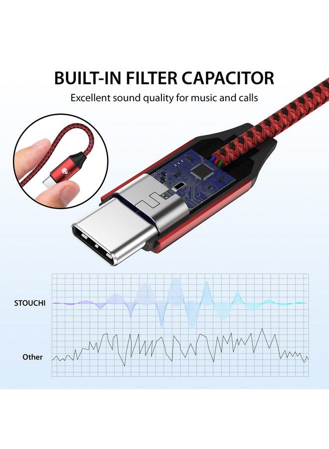 Stouchi محول USB C إلى 3.5 مم أنثوي 2 حزمة كابل صوت سماعة رأس نوع C دنجلي HiFi لجهاز سامسونج جالاكسي S22 S21 ألترا Z فليب نوت 20 آيباد ميني 6 بكسل 7 6A 6 أحمر - Image 5