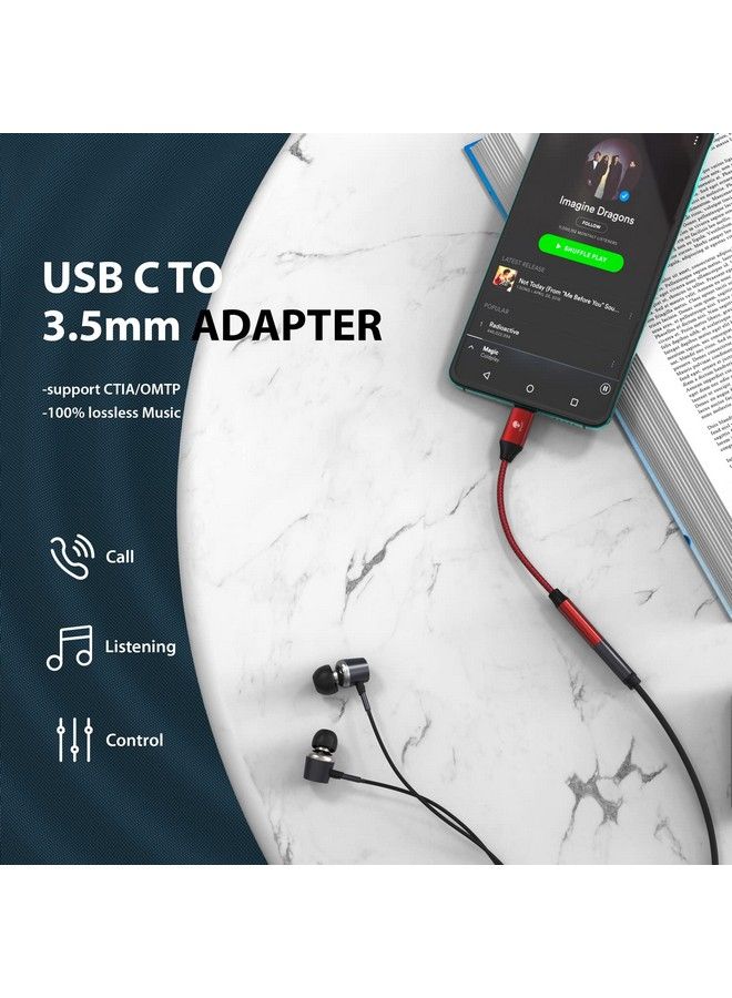 Stouchi محول USB C إلى 3.5 مم أنثوي 2 حزمة كابل صوت سماعة رأس نوع C دنجلي HiFi لجهاز سامسونج جالاكسي S22 S21 ألترا Z فليب نوت 20 آيباد ميني 6 بكسل 7 6A 6 أحمر - Image 4