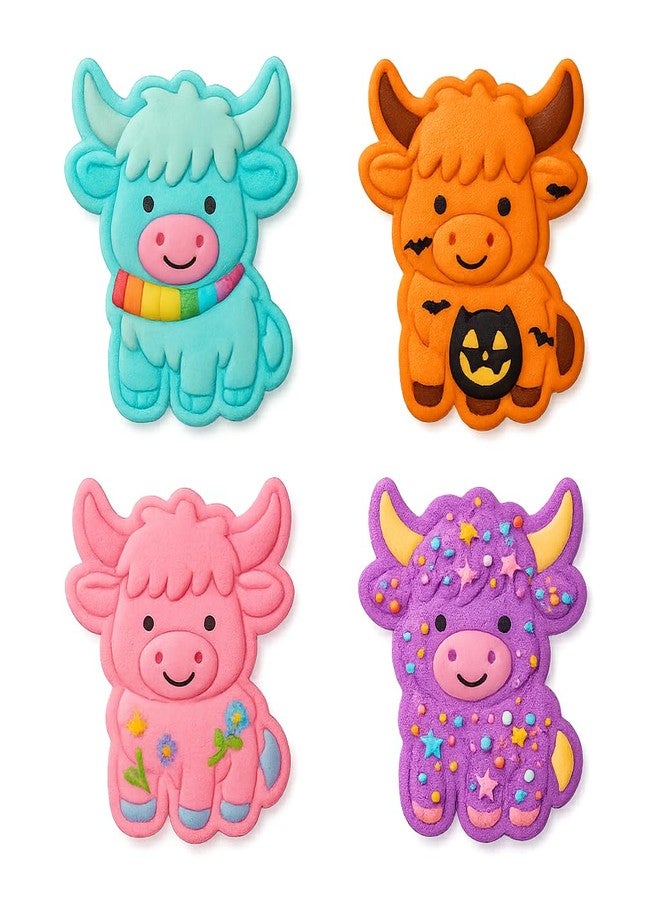 Mighty Gadget Happy Highland Cow Cookie Cutter & Stamp - 4x2.75" Cheerful Design for Joyful Baking (Random Color) - Image 4