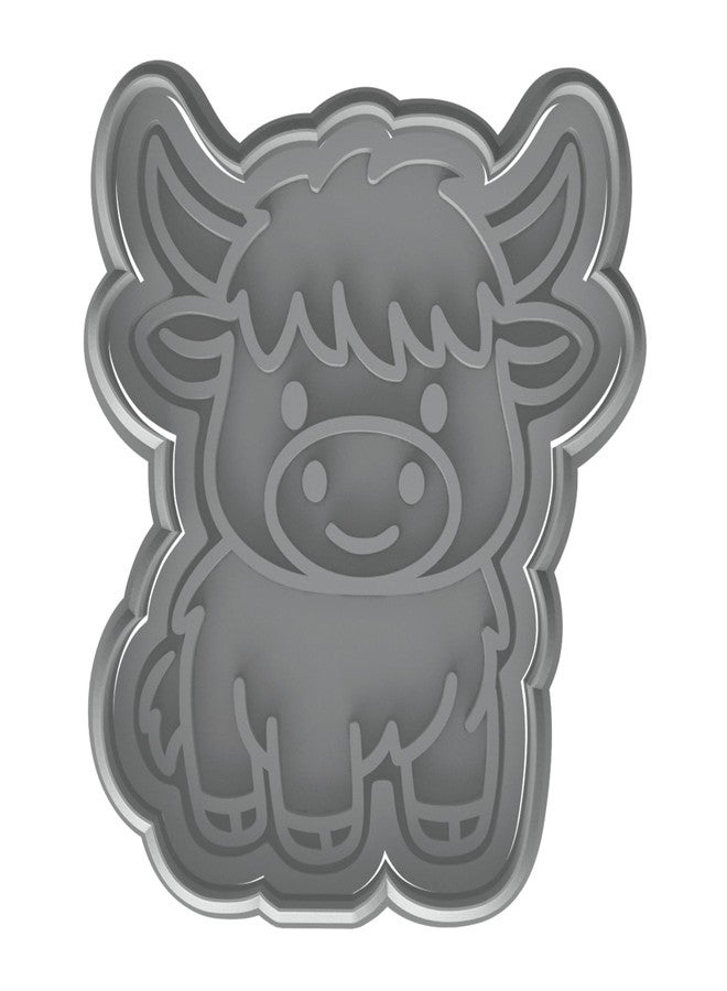 Mighty Gadget Happy Highland Cow Cookie Cutter & Stamp - 4x2.75" Cheerful Design for Joyful Baking (Random Color) - Image 2