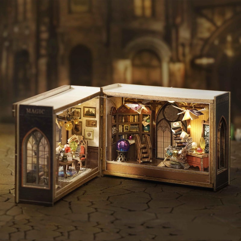 CUTEROOM Diy Miniature House Kit  Cuteroom Mini House Kit For Adult To Build  Wooden Dollhouse Making Kit With Furniture  Christmas Birthday Gifts (Magic) - Image 3