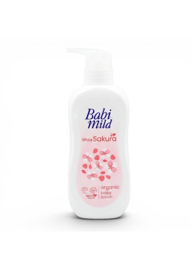 BABIMILD Babi Mild White Sakura Organic Baby Lotion – Gentle Touch Moisturizing Care for Soft & Smooth Baby Skin (0+ Months)350ml - Image 1