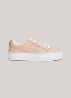 TOMMY HILFIGER Women's Vulcano Canvas Sneakers Low Top - Cotton, Pink  - Image 1