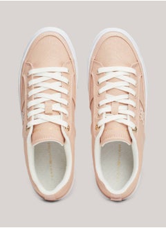 TOMMY HILFIGER Women's Vulcano Canvas Sneakers Low Top - Cotton, Pink  - Image 4