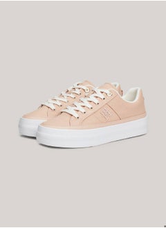 TOMMY HILFIGER Women's Vulcano Canvas Sneakers Low Top - Cotton, Pink  - Image 3