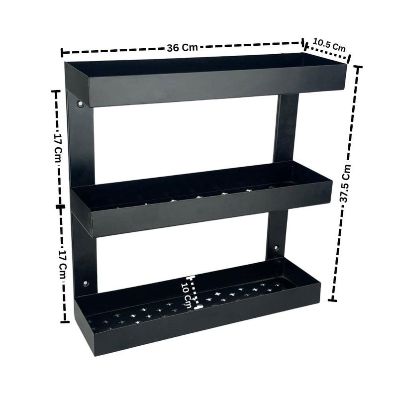 Go Hooked Go Hooked Metal 3 Tier Bathroom Storage Shelf Rack Pantry Organizer Bathroom Accessories Organizer Elegant Durable Space Saving Stylish Modern Versatile Compact Black  - Image 2