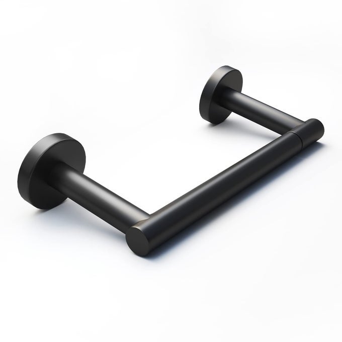 BLACK TOILET PAPER HOLDER METAL BATHROOM FLEXIBLE PIVOTING TISSUE HANDLE ON WALL MOUNTED SUS 304 STAINLESS STEEL ADJUSTABLE TP LARGE MEGA ROLL HOLDER FOR WOODEN CABINET CLASSIC MATTE