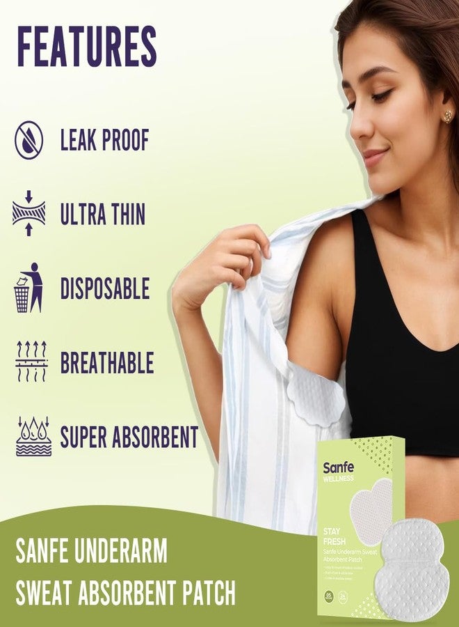 Sanfe Underarm Sweat Absorbent Patch | Prevents Stains, Absorbs Sweat & Unpleasant Odour | 8 hr odour control, stain free, ultra thin | 5 Pairs, For men & women - Image 4