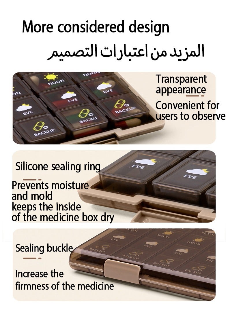 علبة حبوب محمولة، مقاومة للماء والعفن، صندوق يومي للأدوية، مثالية لتخزين الأدوية، الفيتامينات والمكملات – منظم حبوب لسبعة أيام. - Image 4