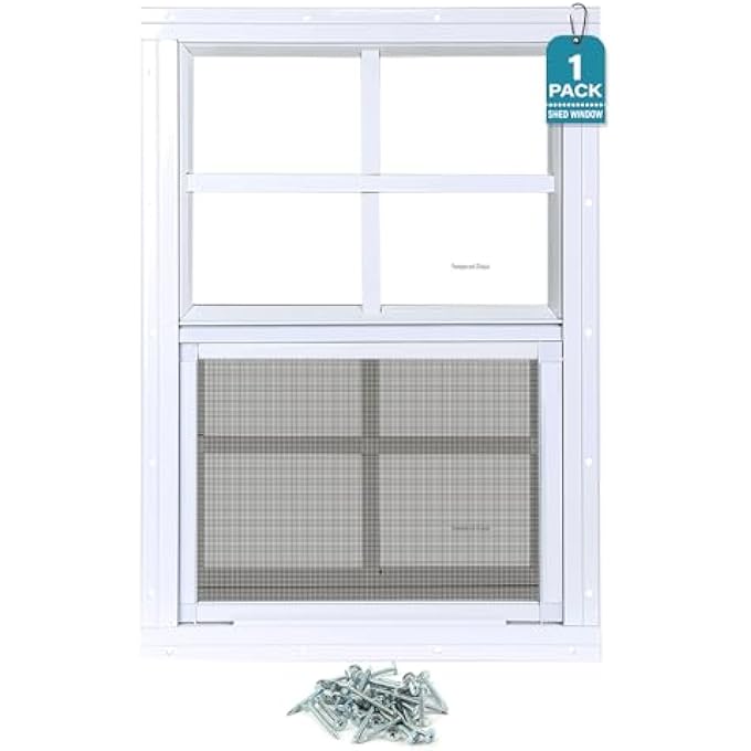 Shed Windows, 1 Piece 12"X18" Flush Mount Household Windows With Tempered Glass And Screen, Sliding Windows For Chicken Coop, Shed, Garage, Playhouse, Barn,Greenhouse, White - Image 2