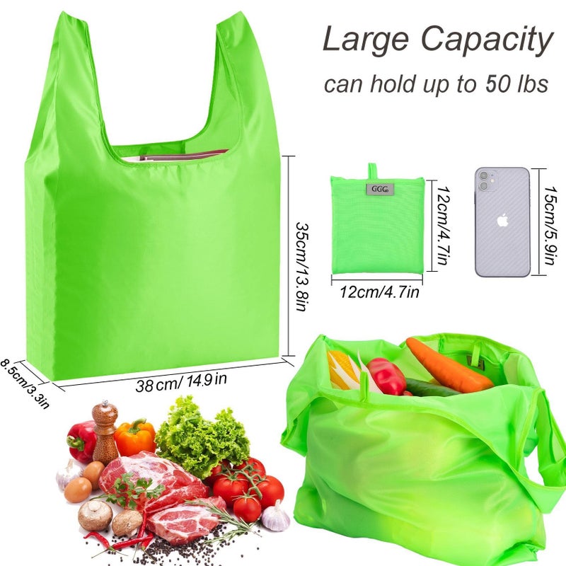 CiCiGo Large Reusable Bags Shopping Washable Foldable 6 Pack Grocery Bags Heavy Duty Lightweight Folding Gift Tote Bag Durable Polyester Color - Image 3