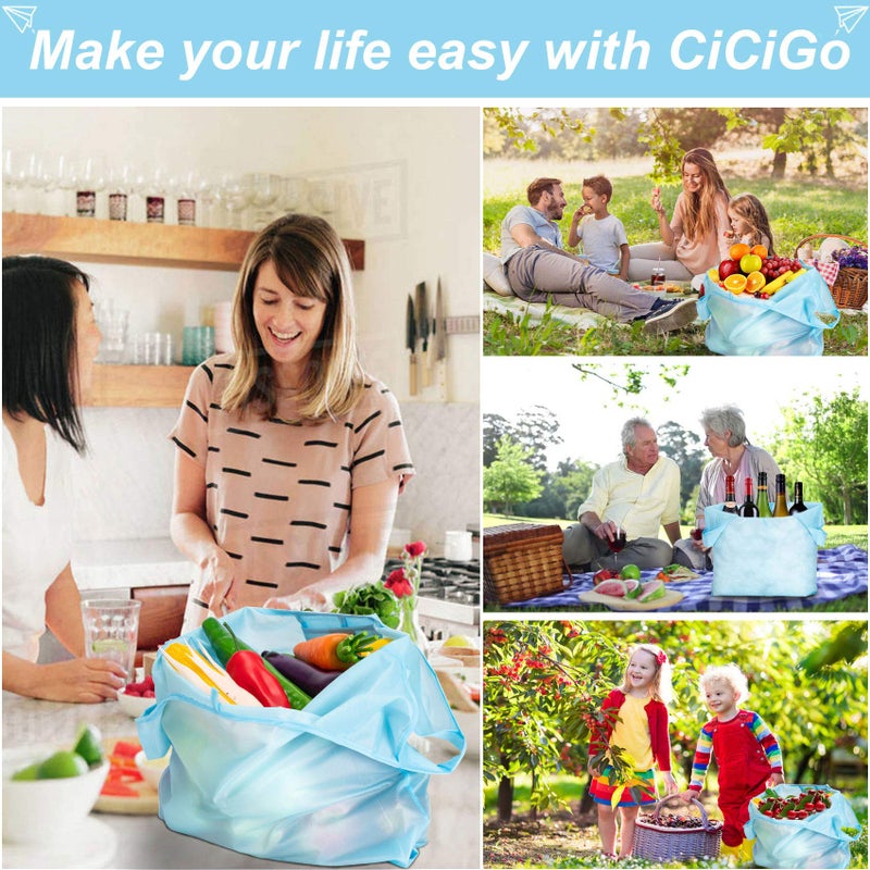 CiCiGo Large Reusable Bags Shopping Washable Foldable 6 Pack Grocery Bags Heavy Duty Lightweight Folding Gift Tote Bag Durable Polyester Color - Image 2