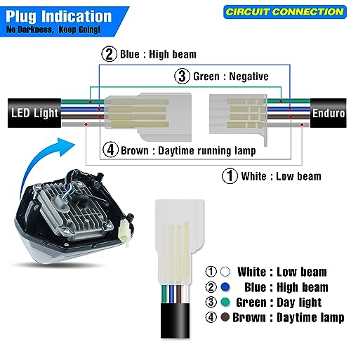MCHMFG Dirt Bike Headlight Dirtbike LED Headlights Kit Motorcycle Head Lamp Light Kit Universal for Most Dirt Pit Enduro Bike Motorcycle Headlamp Frontlight for ATV White - Image 5