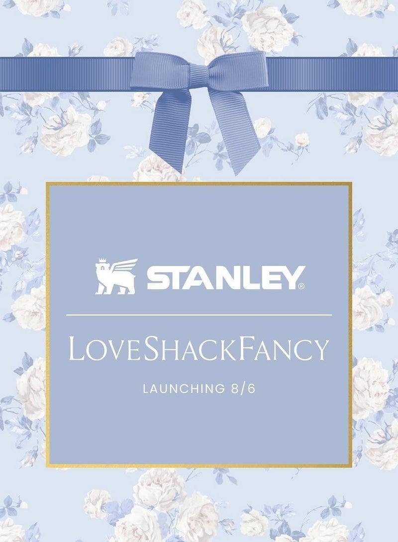 Stanley x LoveShackFancy Blue Tumbler with Handle & Straw – 40 oz Vacuum Insulated Stainless Steel Travel Mug, Leak-Resistant Reusable Cup, Limited Edition Floral Hot & Cold Drink Cup - Image 2