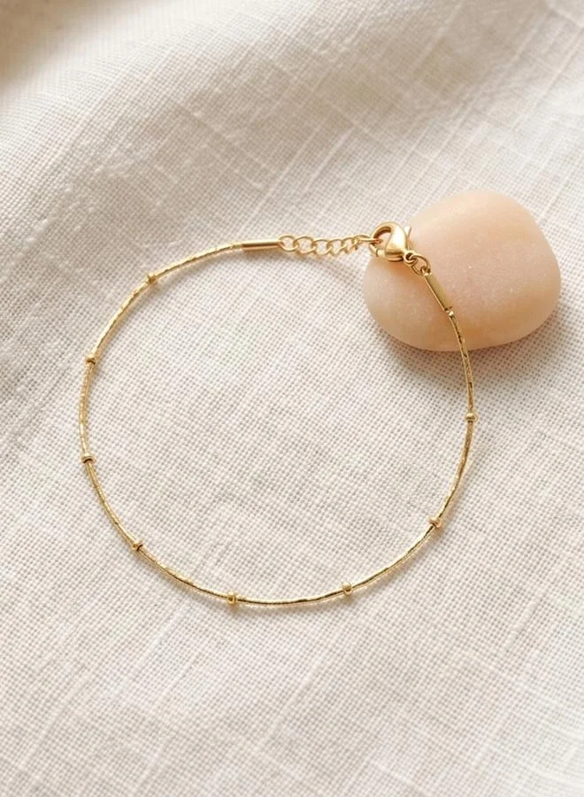 تايك تو Gold Tone Beaded Chain Bracelet