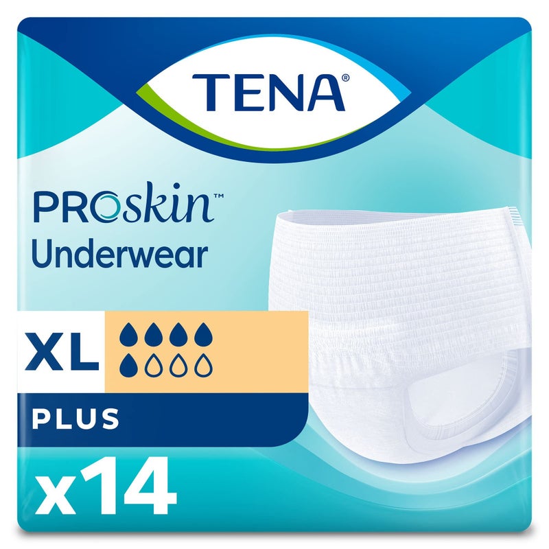 TENA ProSkin Plus Disposable Underwear Pull On with Tear Away Seams XLarge 72634 14 Ct