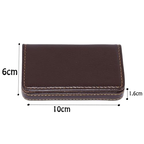NISUN Pocket Sized Stitched PU Leather Credit Debit Business Card Holder Case Wallet for Men & Women (10 X 6 X 1.6 cm-Brown) - Image 2