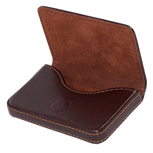 NISUN Pocket Sized Stitched PU Leather Credit Debit Business Card Holder Case Wallet for Men & Women (10 X 6 X 1.6 cm-Brown) - Image 1