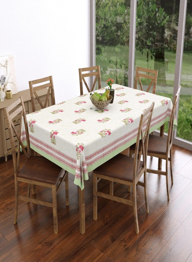 BLOCKS OF INDIA Cotton Hand Block Print Rectangular Table Cloth For 6 Seater Dining Table (60 Inch X 90 Inch) (Pink Buta) - Image 2