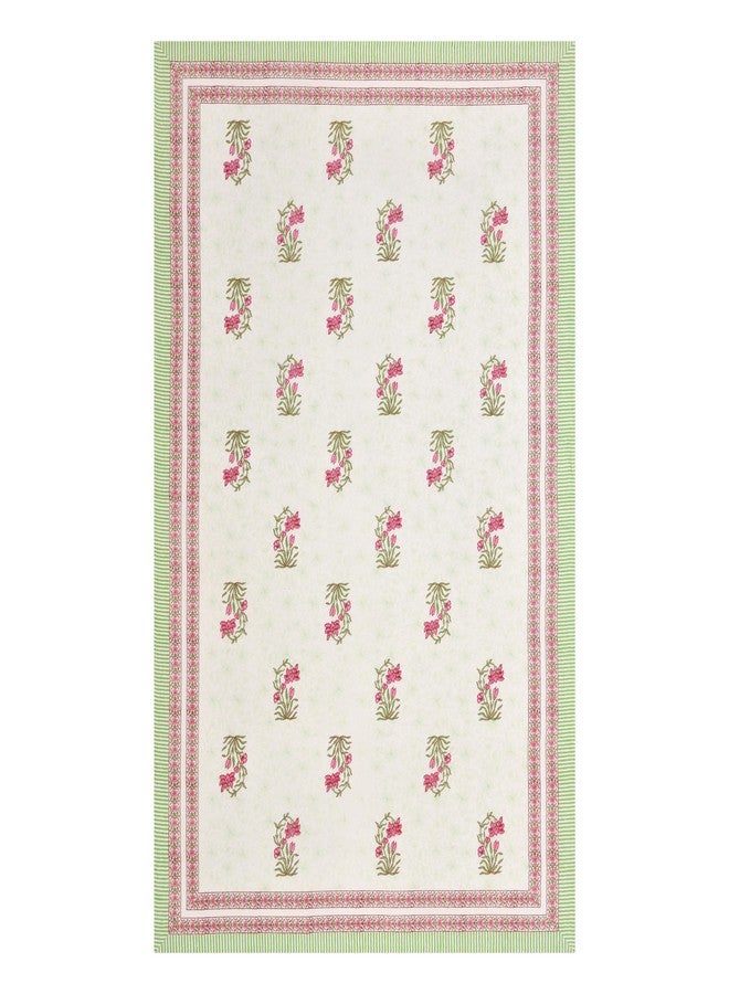 BLOCKS OF INDIA Cotton Hand Block Print Rectangular Table Cloth For 6 Seater Dining Table (60 Inch X 90 Inch) (Pink Buta) - Image 4