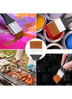 SHOWAY Professional Paint Brushes Nice Bristle Paintbrush Heads 5 Piece Pack Set Studio Craft Technique Paint Brushes Set Flat Brush Set, Multi-Purpose Wall Brushes for Home Barbecue Oil Painting  - Image 5