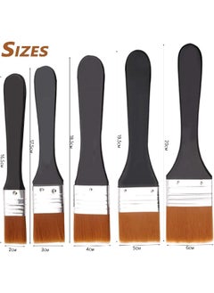 SHOWAY Professional Paint Brushes Nice Bristle Paintbrush Heads 5 Piece Pack Set Studio Craft Technique Paint Brushes Set Flat Brush Set, Multi-Purpose Wall Brushes for Home Barbecue Oil Painting  - Image 2